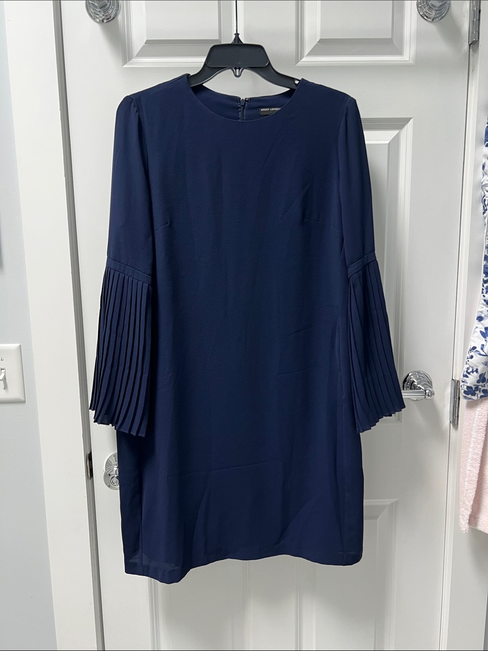 Maggy London Navy Pleated-Sleeve Mini Dress